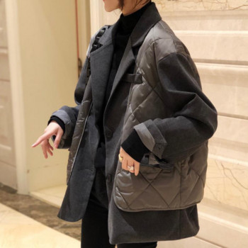 Якета с пухкав блейзър Дамско палто зима 2023 Студени палта Подплатени нови пера Парка в корейски стил Много топло естествено дамско яке
