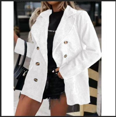 Guler răsturnat Îmbrăcăminte lungă pentru femei Topuri ocazionale Toamnă Nou Frumos Solid velur cu mânecă lungă Jachetă vintage femei 17959