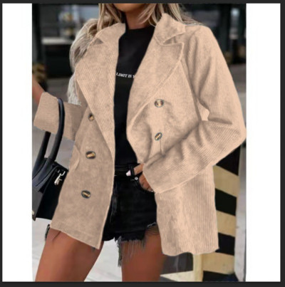 Guler răsturnat Îmbrăcăminte lungă pentru femei Topuri ocazionale Toamnă Nou Frumos Solid velur cu mânecă lungă Jachetă vintage femei 17959