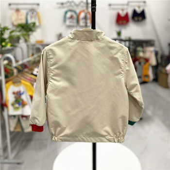 Παιδικά ανοιξιάτικα και φθινοπωρινά νέα ρούχα για αγόρια Χαριτωμένο αρκουδάκι κινουμένων σχεδίων Τρισδιάστατη βάση τσέπης γιακάς Χρώμα Μακρυμάνικο παλτό