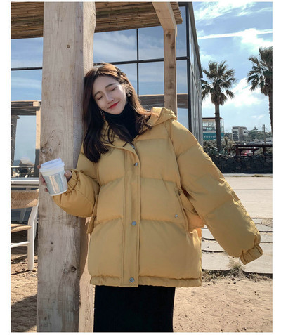 Jachete puf de iarnă supradimensionate pentru femei, coreeană, largi, cu mâneci lungi, parkas pentru femei, haine și jachete calde pentru femei
