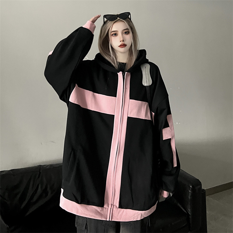 Cardigan cu glugă cu glugă 2023, jachete pentru femei, primăvară, toamnă, pentru studenți, cu fermoar, haine pentru femei JP728