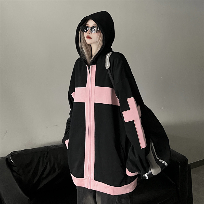 Cardigan cu glugă cu glugă 2023, jachete pentru femei, primăvară, toamnă, pentru studenți, cu fermoar, haine pentru femei JP728