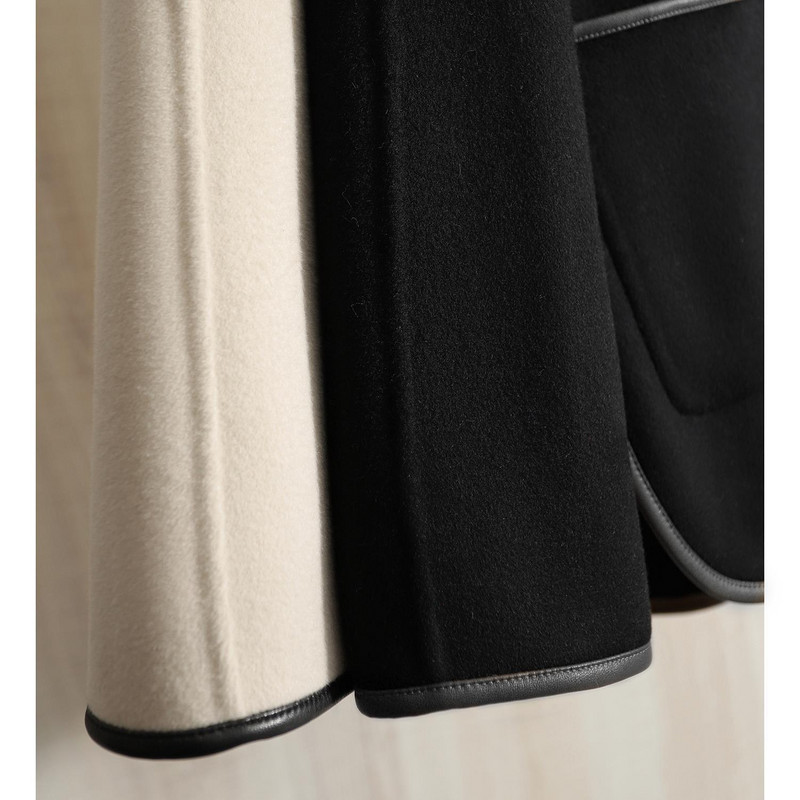 Stil elegant pentru damă, ca haină largi pentru femei, iarnă 2023, nou, umăr drept, gât rotund, jachetă dreaptă din lână pentru femei