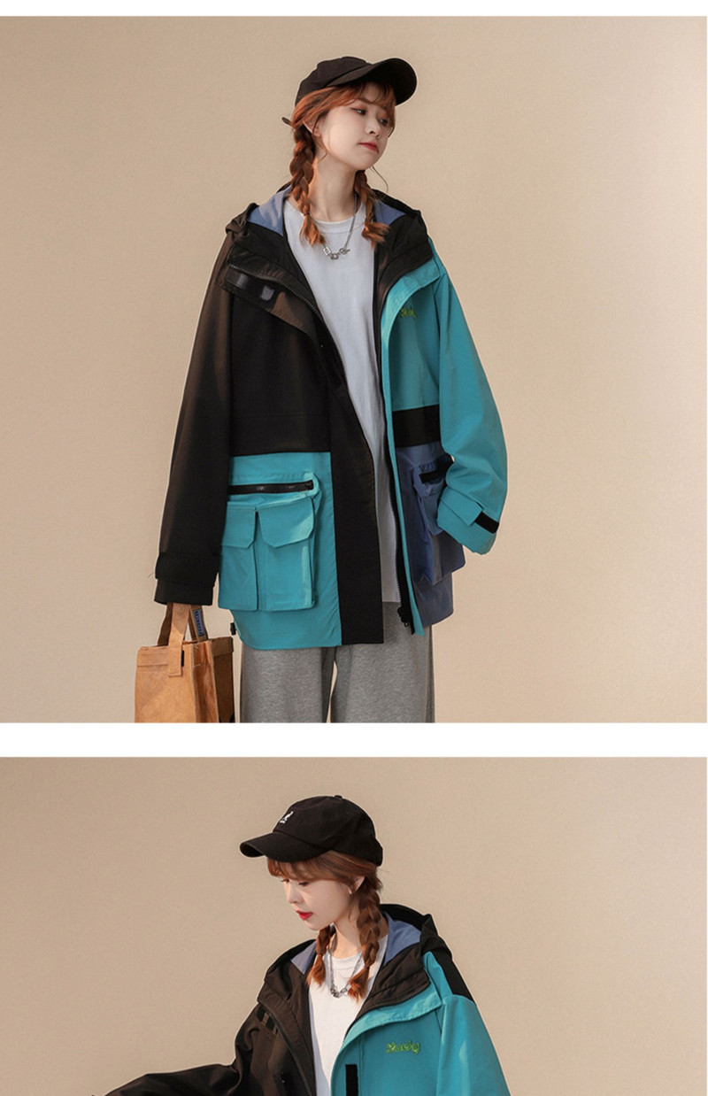 Paltoane color-blocante Îmbrăcăminte pentru femei Primăvară Toamnă Timp liber Hiphop High Street Rush Costum 2023 Jachete noi îmbrăcăminte exterioară pentru fete JP889