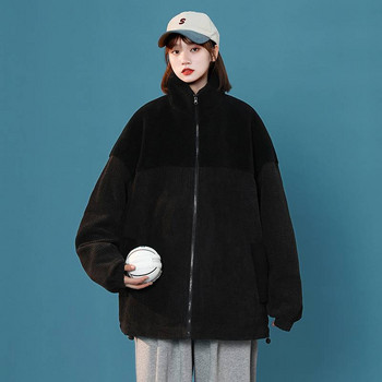 Ретро якета Дамско облекло Пролет Есен Палта Ежедневна бейзболна униформа от рипсено кадифе Якета Корейски свободни дрехи за момичета D953