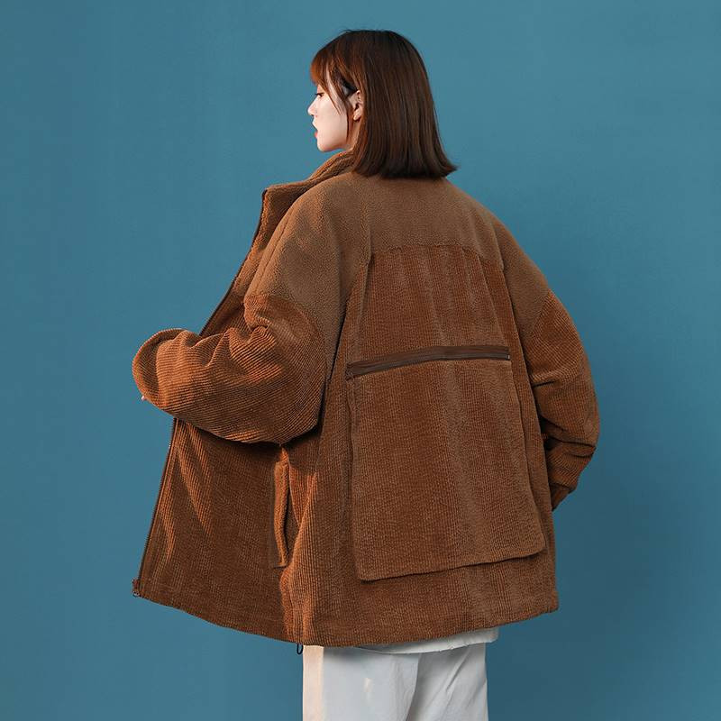 Jachete retro Îmbrăcăminte pentru femei, primăvară, toamnă, uniformă de baseball din catifea ocazional Jachete coreeane largi pentru fete îmbrăcăminte D953