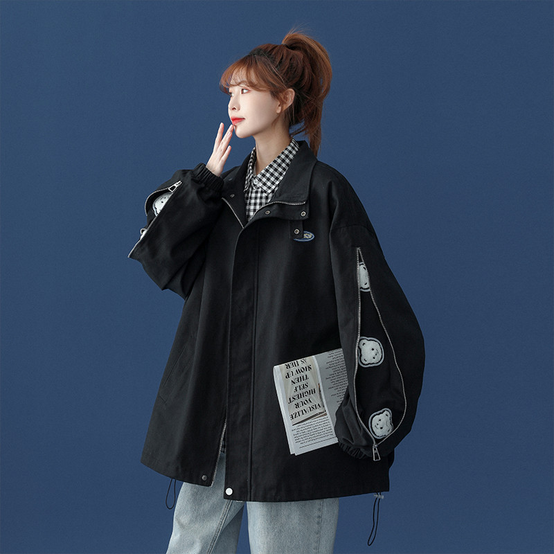 Ocazional stil Harajuku Paltoane scurte albe Îmbrăcăminte pentru femei primăvară toamnă Trenciuri Jachete casual Fete îmbrăcăminte exterioară jp221