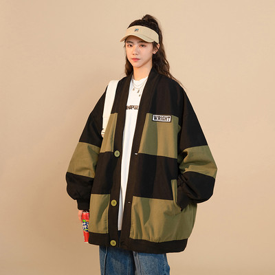 2022 nou jachetă casual de culoare contrastantă îmbrăcăminte pentru femei șic primăvară toamnă uniformă de baseball paltoane fete îmbrăcăminte exterioară D1648