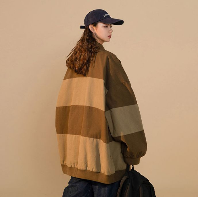 2022 nou jachetă casual de culoare contrastantă îmbrăcăminte pentru femei șic primăvară toamnă uniformă de baseball paltoane fete îmbrăcăminte exterioară D1648