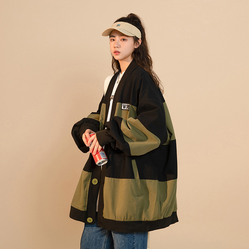 2022 nou jachetă casual de culoare contrastantă îmbrăcăminte pentru femei șic primăvară toamnă uniformă de baseball paltoane fete îmbrăcăminte exterioară D1648