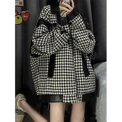 Sügis-talv Uued jakid Naiste riided Lahtine bf tuhande linnukontroll pesapallijoped Tüdrukud Kevad lühikesed ruudulised mantlid jp770