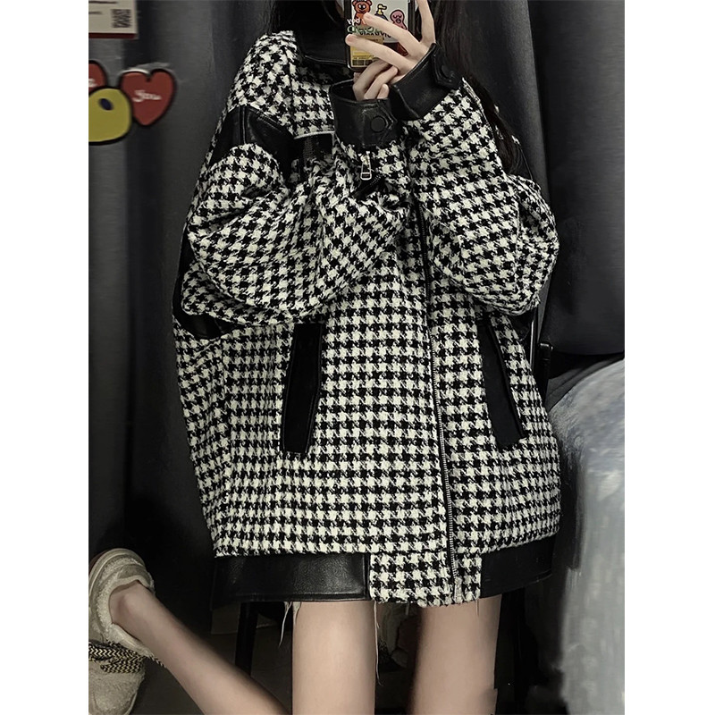 Sügis-talv Uued jakid Naiste riided Lahtine bf tuhande linnukontroll pesapallijoped Tüdrukud Kevad lühikesed ruudulised mantlid jp770