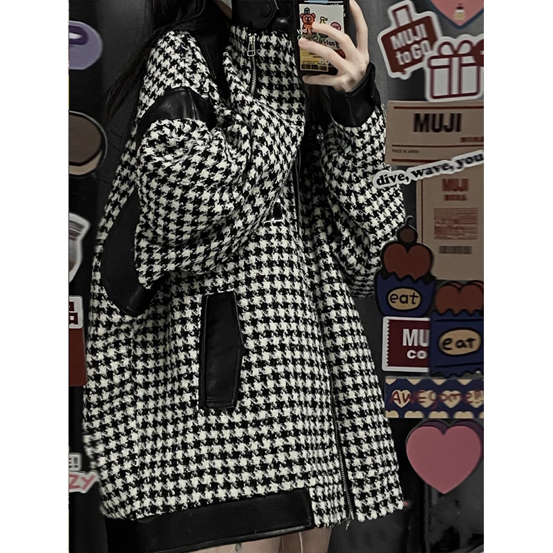 Sügis-talv Uued jakid Naiste riided Lahtine bf tuhande linnukontroll pesapallijoped Tüdrukud Kevad lühikesed ruudulised mantlid jp770