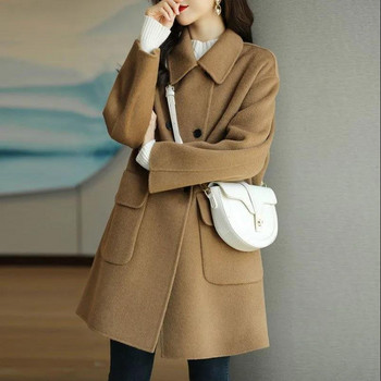 Tweed Coat Woman Φθινόπωρο και Χειμώνας New Age Reduction Πιο χοντρή κορεατική έκδοση Ζεστό Μεσαίου μήκους χαλαρό μικρό παλτό γυναίκα