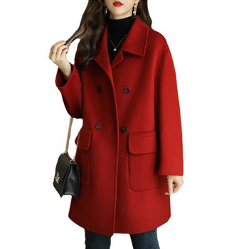 Tweed Coat Woman Φθινόπωρο και Χειμώνας New Age Reduction Πιο χοντρή κορεατική έκδοση Ζεστό Μεσαίου μήκους χαλαρό μικρό παλτό γυναίκα