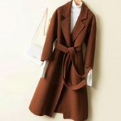 Nouă colecție haină de lână față-verso, primăvară și toamnă, curea coreeană, jachetă lungă elegantă, haină nouă de lână cu șireturi YTNMYOP