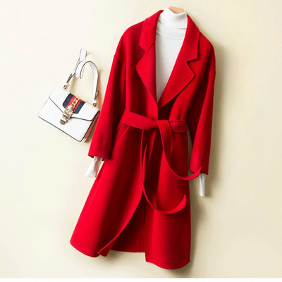 Nouă colecție haină de lână față-verso, primăvară și toamnă, curea coreeană, jachetă lungă elegantă, haină nouă de lână cu șireturi YTNMYOP