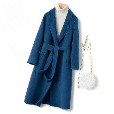 Nouă colecție haină de lână față-verso, primăvară și toamnă, curea coreeană, jachetă lungă elegantă, haină nouă de lână cu șireturi YTNMYOP