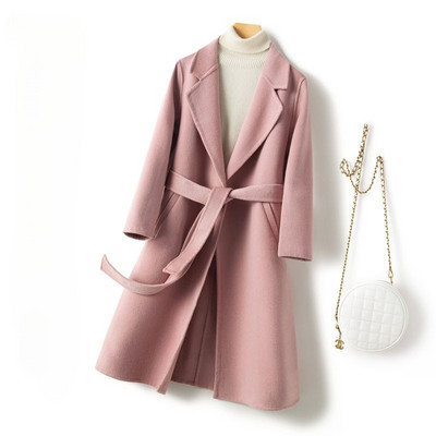 Nouă colecție haină de lână față-verso, primăvară și toamnă, curea coreeană, jachetă lungă elegantă, haină nouă de lână cu șireturi YTNMYOP