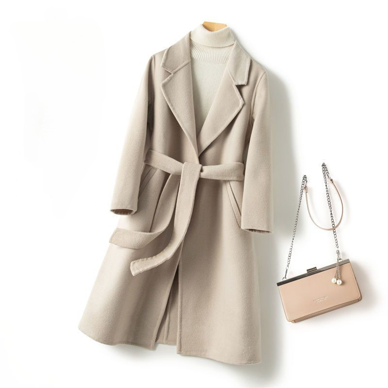 Nouă colecție haină de lână față-verso, primăvară și toamnă, curea coreeană, jachetă lungă elegantă, haină nouă de lână cu șireturi YTNMYOP