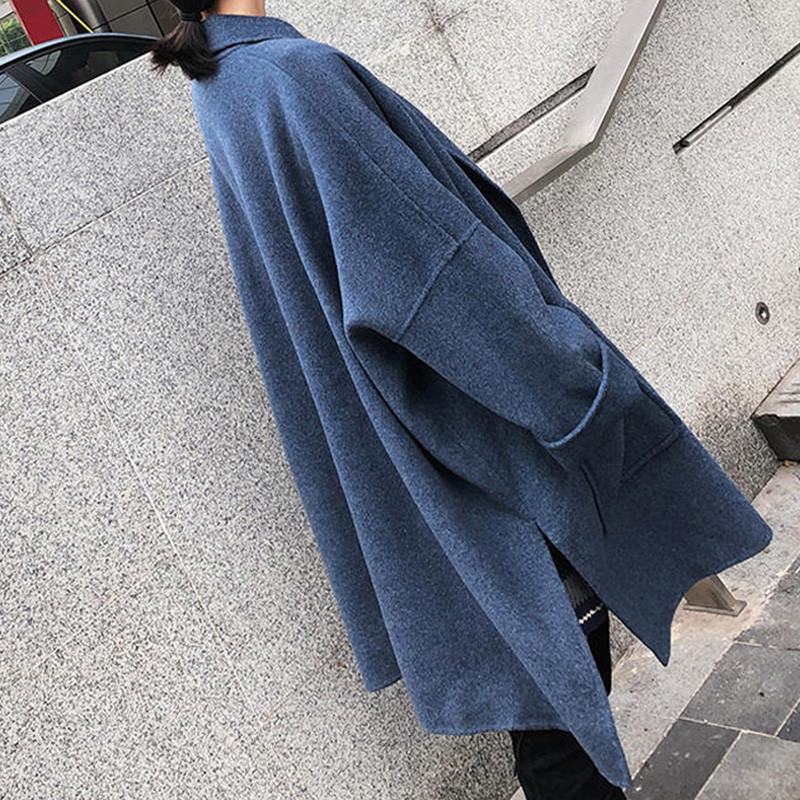 Nauja mada, 2021 m. rudens temperamentas, moteriški drabužiai ilgomis rankovėmis mažas vilnonis paltas Laisvas vidutinio ilgio studentiškas vilnonis paltas, moteriškas