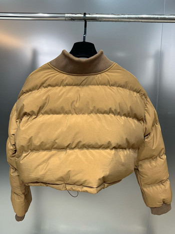 Модно, едноцветно, памучно подплатено яке с джоб и шнур DEAT Модно дамско свободно късо палто с дълъг ръкав 2023, зима 11P01680