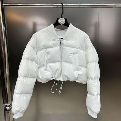 DEAT Fashion paprastas vienspalvis kišeninis raištelis su medvilne paminkštintas švarkas, moteriškas trumpas paltas ilgomis rankovėmis, 2023 m. žiemos 11P01680