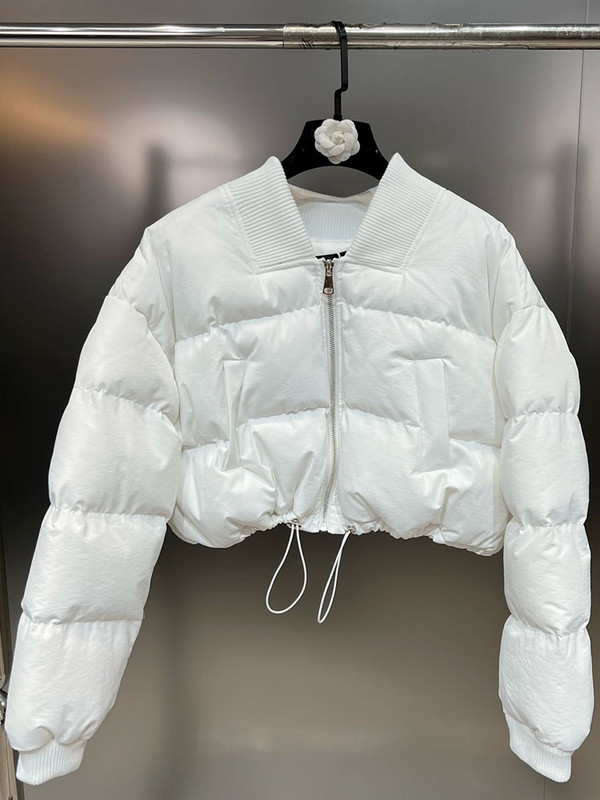 DEAT Fashion paprastas vienspalvis kišeninis raištelis su medvilne paminkštintas švarkas, moteriškas trumpas paltas ilgomis rankovėmis, 2023 m. žiemos 11P01680