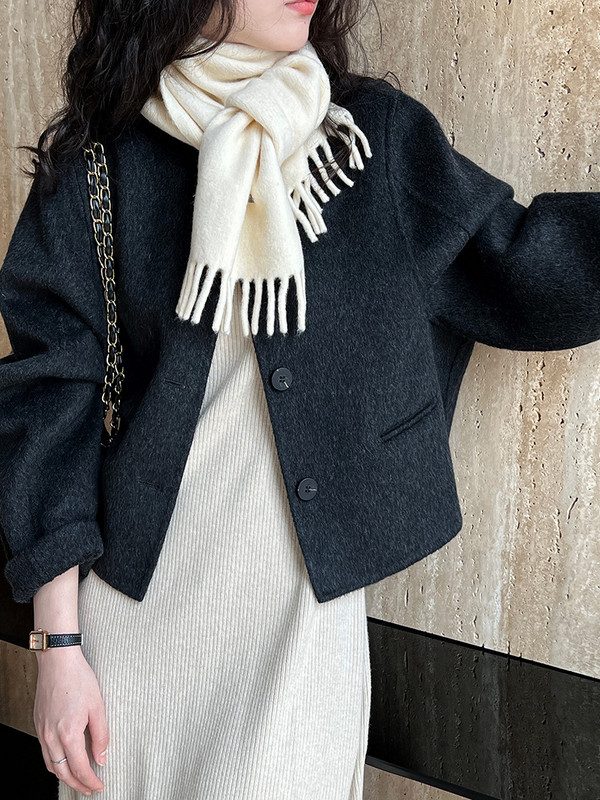 Palton de lână de înaltă calitate, 70% lână, scurtă de iarnă, pe două fețe