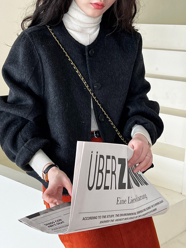 Palton de lână de înaltă calitate, 70% lână, scurtă de iarnă, pe două fețe