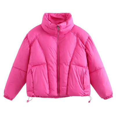 „Jyate Stand Collar“ vienspalvės striukės su užtrauktuku moterims, atsparios vėjui ir šalčiui, medvilninis paltas, moteriškas trumpas žiemos striukė