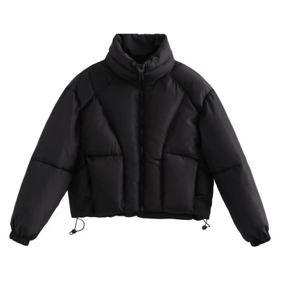 „Jyate Stand Collar“ vienspalvės striukės su užtrauktuku moterims, atsparios vėjui ir šalčiui, medvilninis paltas, moteriškas trumpas žiemos striukė