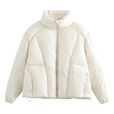 „Jyate Stand Collar“ vienspalvės striukės su užtrauktuku moterims, atsparios vėjui ir šalčiui, medvilninis paltas, moteriškas trumpas žiemos striukė