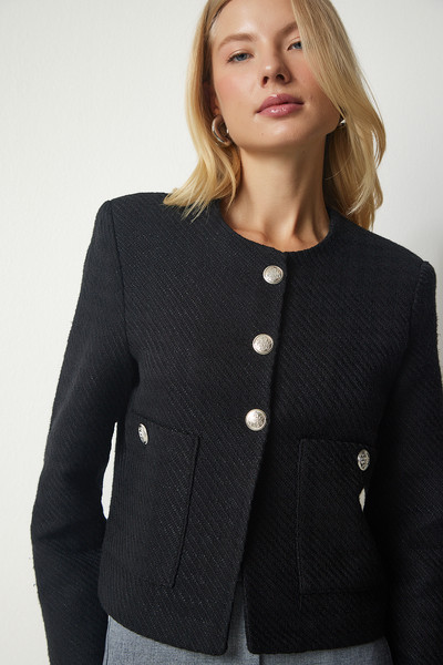 Jachetă obișnuită cu mânecă lungă și dreaptă Happiness Istanbul pentru femei