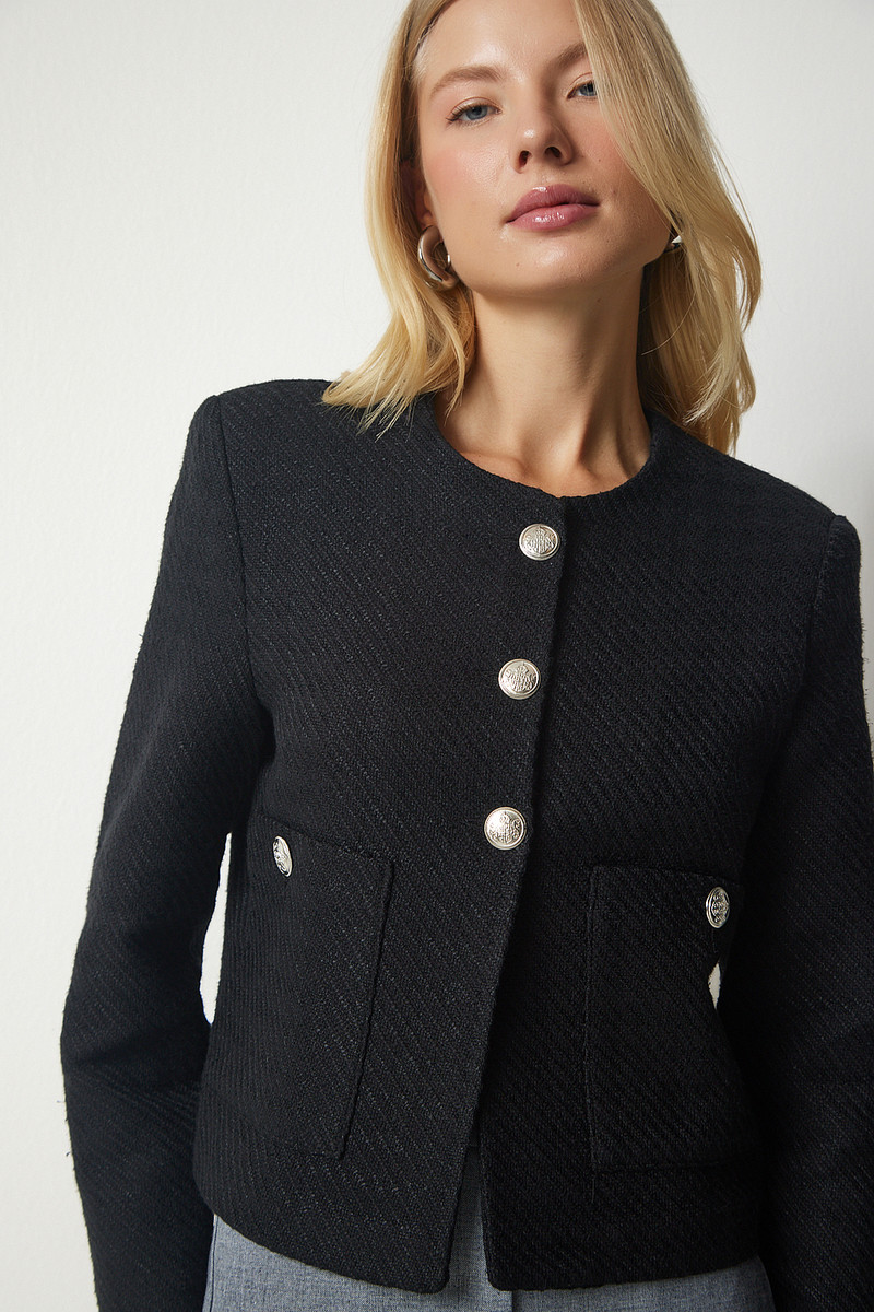 Jachetă obișnuită cu mânecă lungă și dreaptă Happiness Istanbul pentru femei