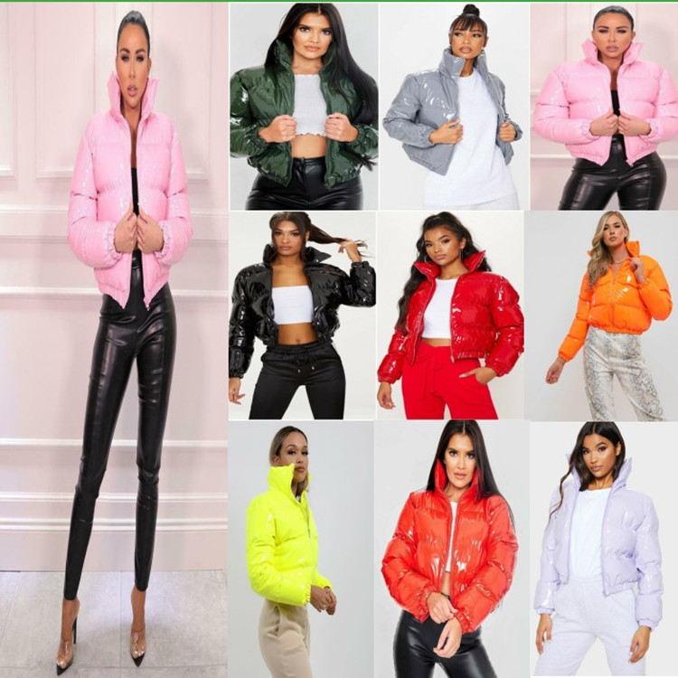 Puffer Striukė Apkarpyta Parka Burbulinis paltas Žieminiai Moteriški Nauji Madingi Drabužiai Juoda Raudona Purpurinė Rožinė Žalia Mėlyna Sidabrinė Vaivorykštė XXL