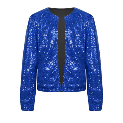 Jachetă cu paiete strălucitoare pentru femei, cardigan cu față deschisă, haină cu mânecă lungă, Blazer pentru nuntă, cocktail, petrecere, club