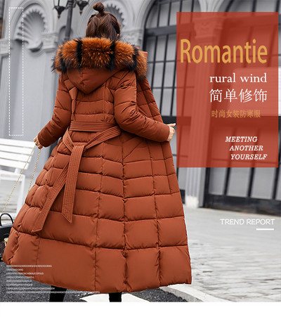 V&Es 2023, nou, puf, căptușeală din bumbac, parka 3XL, la modă, cu guler de blană, jachetă de iarnă pentru femei, haină lungă de iarnă cu glugă