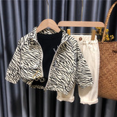 2023, primăvară, toamnă, îmbrăcăminte exterioară, cu imprimeu leopard, denim, jachetă ocazională pentru copii, cu mâneci lungi, pentru copii, pentru copii, haină cool