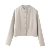 YENKYE Jachetă Bomber Vintage cu mânecă lungă pentru femei, cu un singur piept, ținute de toamnă pentru femei