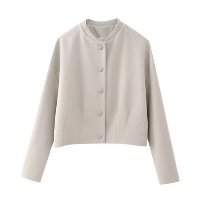 YENKYE Jachetă Bomber Vintage cu mânecă lungă pentru femei, cu un singur piept, ținute de toamnă pentru femei