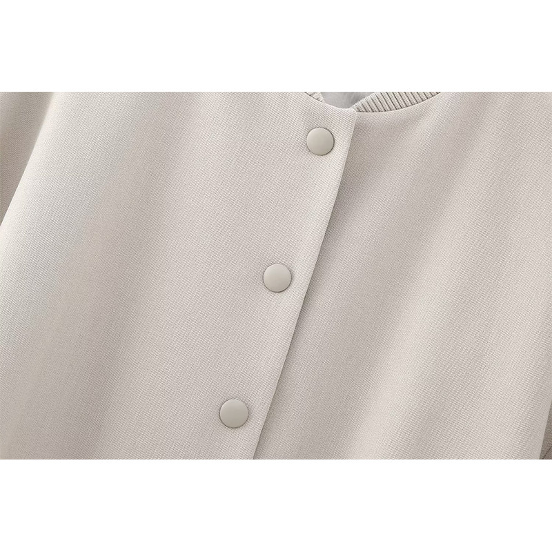 YENKYE Jachetă Bomber Vintage cu mânecă lungă pentru femei, cu un singur piept, ținute de toamnă pentru femei