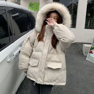 „Lucyever“ trumpas gobtuvas medvilninis „Parkas“ moteriškas 2023 m. žiemos naujas storas šiltas paminkštintas švarkas, moteriškas korėjietiškas kailinis apykaklė, sniego dėvimas