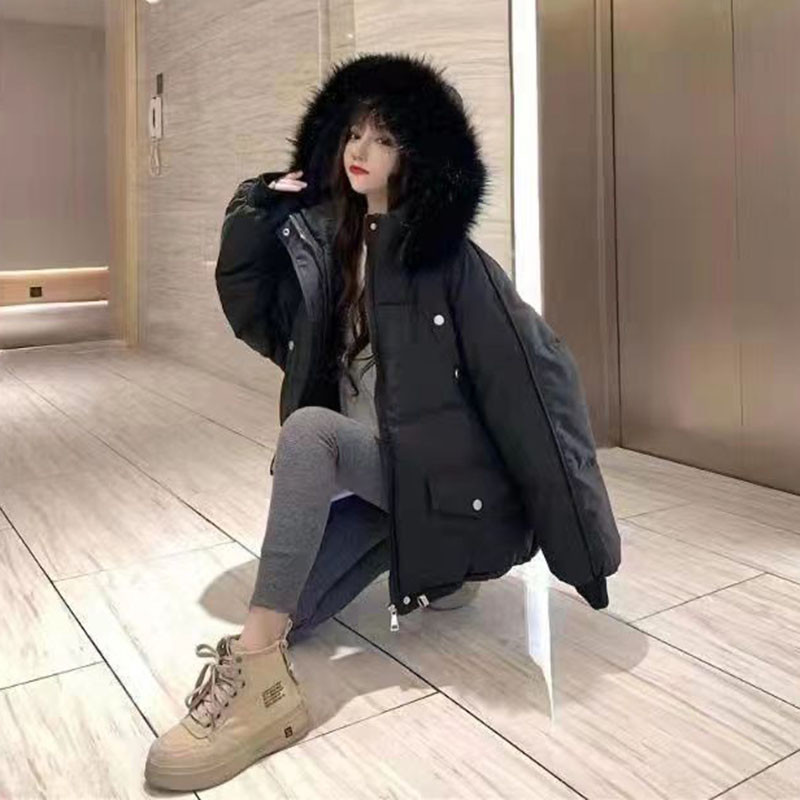 „Lucyever“ trumpas gobtuvas medvilninis „Parkas“ moteriškas 2023 m. žiemos naujas storas šiltas paminkštintas švarkas, moteriškas korėjietiškas kailinis apykaklė, sniego dėvimas