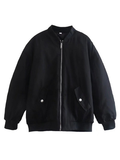 YENKYE 2022, la modă, verde, largi, jachetă bomber, vintage, mânecă lungă, fermoar, haină de stradă, haine de toamnă pentru femei