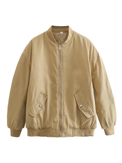 YENKYE 2022, la modă, verde, largi, jachetă bomber, vintage, mânecă lungă, fermoar, haină de stradă, haine de toamnă pentru femei