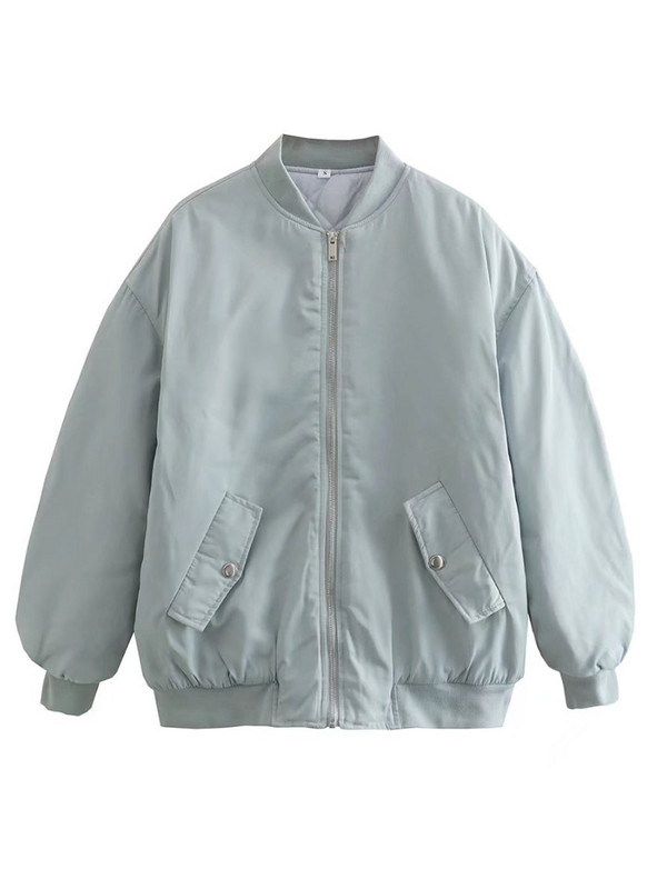 YENKYE 2022, la modă, verde, largi, jachetă bomber, vintage, mânecă lungă, fermoar, haină de stradă, haine de toamnă pentru femei