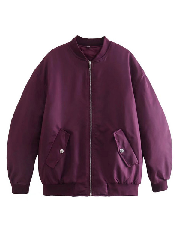 YENKYE 2022, la modă, verde, largi, jachetă bomber, vintage, mânecă lungă, fermoar, haină de stradă, haine de toamnă pentru femei