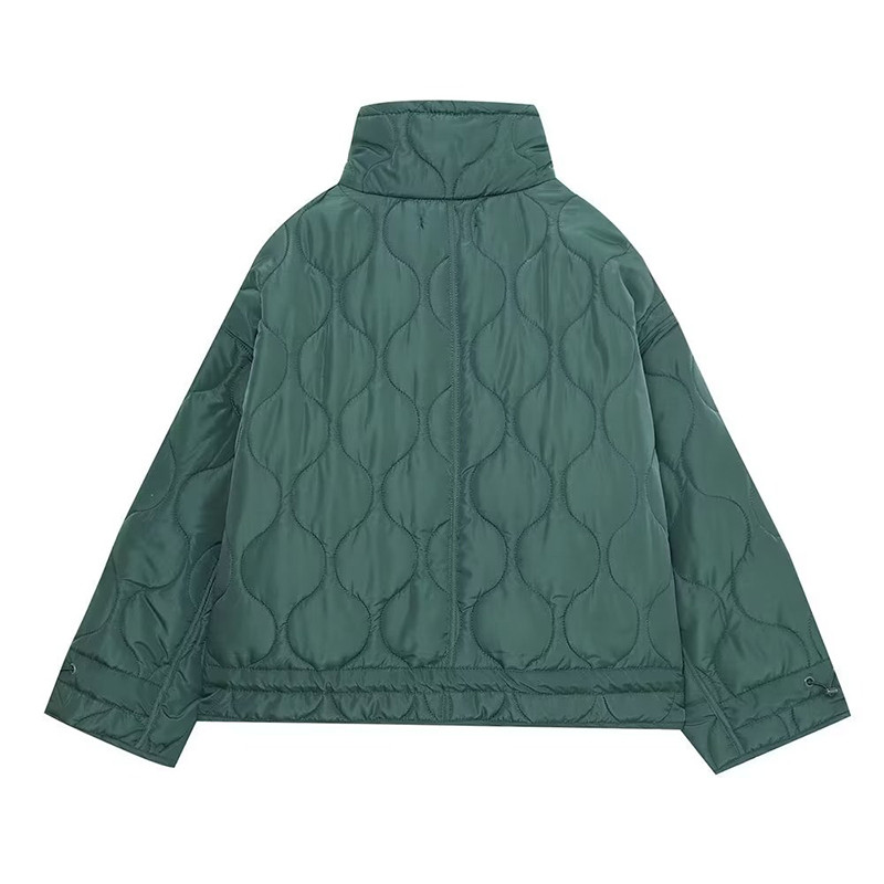 YENKYE Jachetă căptușită de toamnă nouă, căptușită, pentru femei, buzunare cu mânecă lungă, haină supradimensionată pentru femei, îmbrăcăminte exterioară vintage